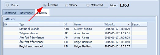 Spårning vilande återställa