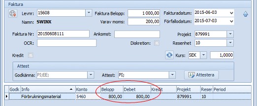 Debetfaktura exempel