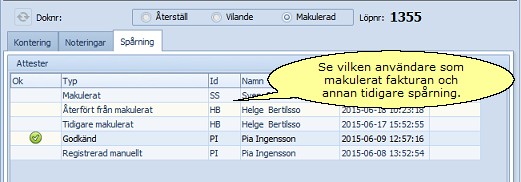 Spårning makulerad