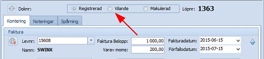 Bearbeta faktura vilande