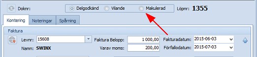 Bearbeta faktura makulerad