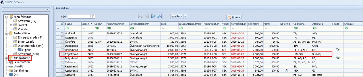 Specialfunktioner Makulera-återställd lista