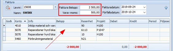 Arbetsgång bearbeta-kontera tidigare konteringar kontering faktura